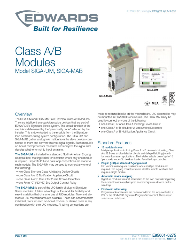 E85001-0275 - Class A, B Signal Modules | PDF | Relay | Detector (Radio)