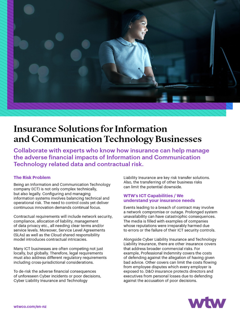 WTW NZ - ICT Risk Solutions | PDF | Insurance | Risk
