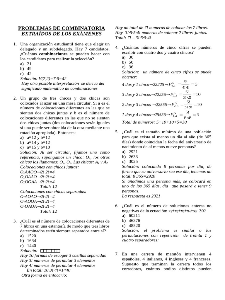 Analisis Combinatorio 1 | PDF | Permutación | Combinatoria