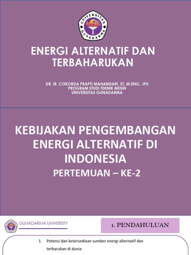 M2 - ENERGI ALTERNATIF DAN TERBAHARUKAN (PPT Bahan Ajar Kuliah) | PDF