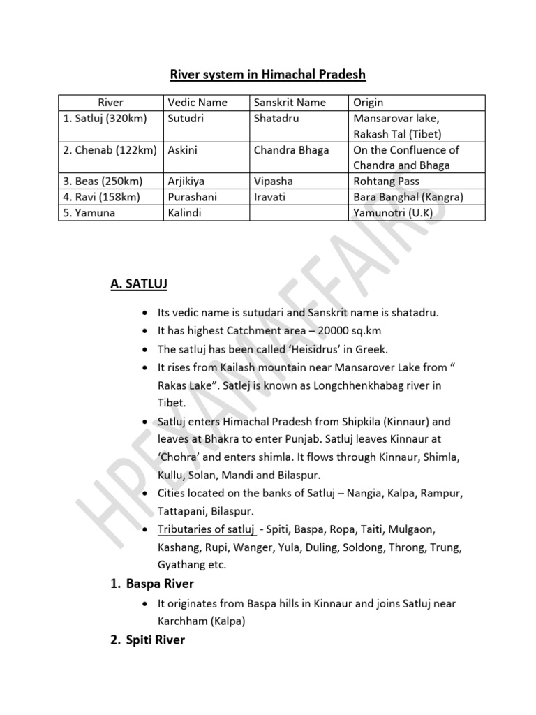 River System in Himachal Pradesh | PDF | Earth Sciences | Bodies Of Water