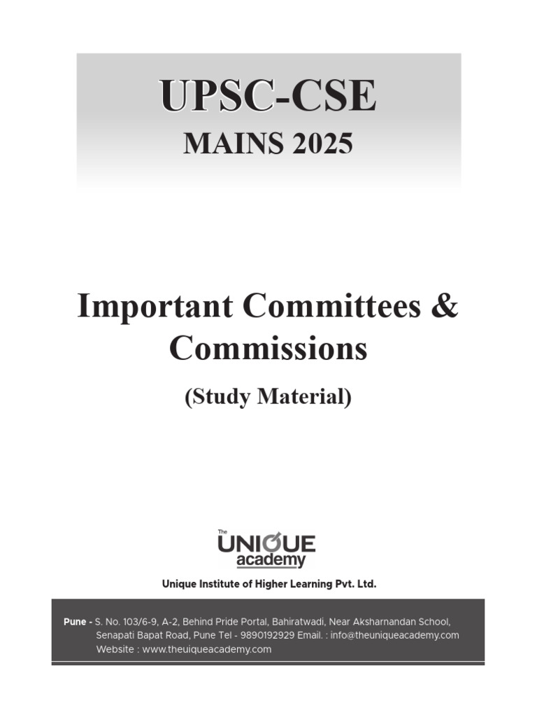 Important Committees & Commissions Mains NB 2025 | PDF | Taxes | Police