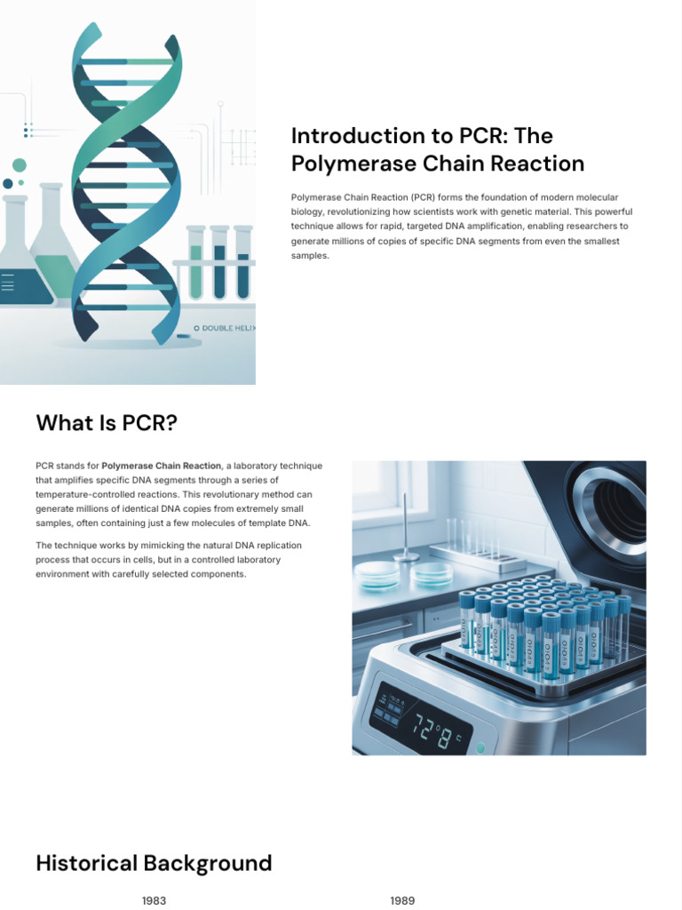 Introduction To PCR The Polymerase Chain Reaction | PDF | Polymerase ...