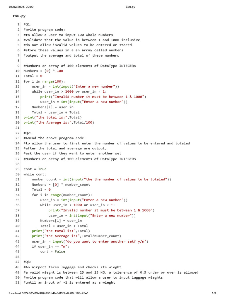 Ex6.py | PDF | Integer (Computer Science) | Programming Paradigms