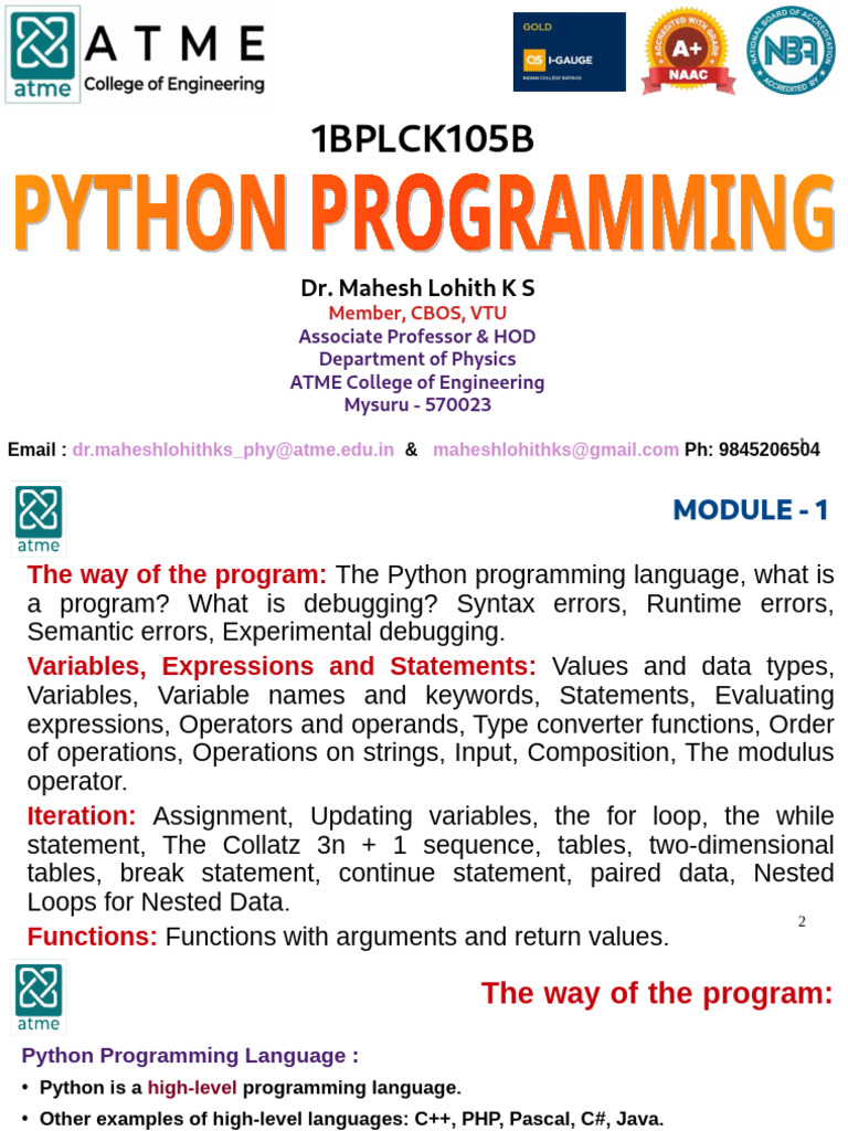 1bplck105b - 2025 Module 1 | PDF | Parameter (Computer Programming ...