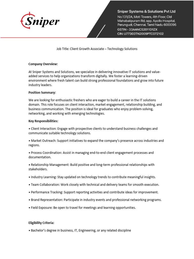 Client Growth Associate Job Description | PDF