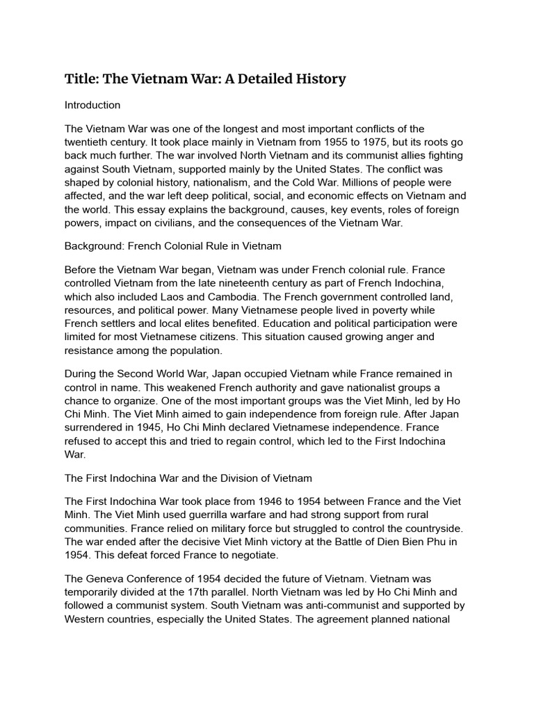 Title - The Vietnam War - A Detailed History | PDF | Vietnam War | Vietnam