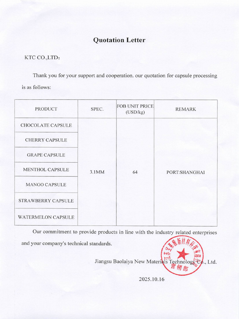 Quotation Letter | PDF