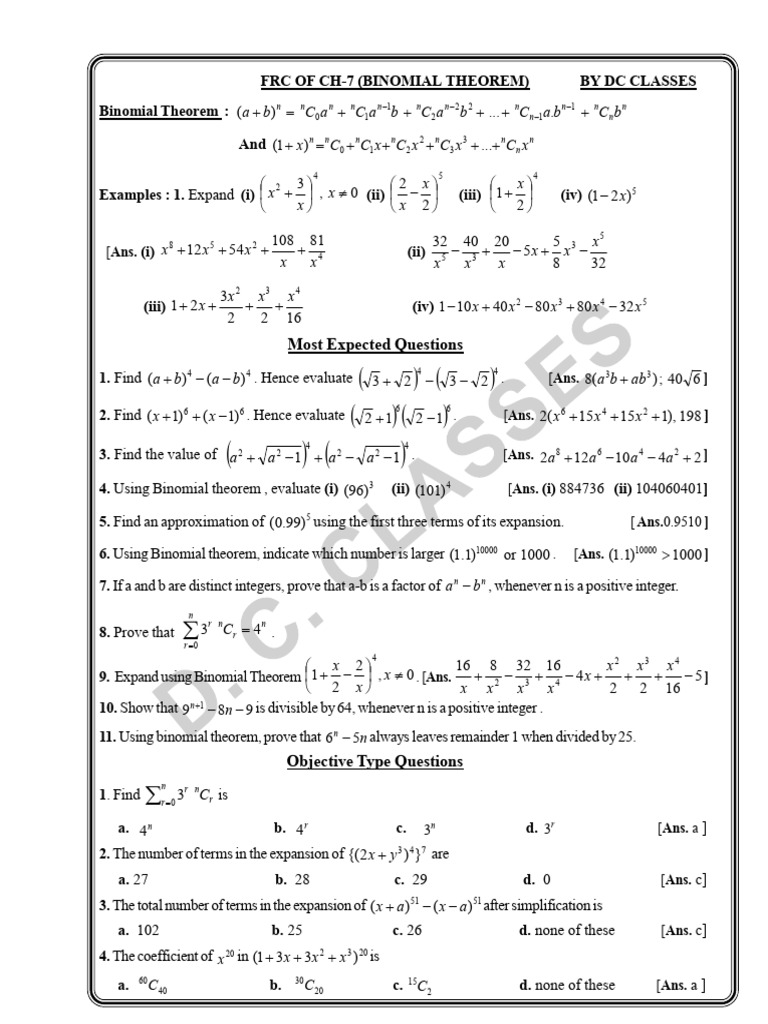FRC of CH-7 | PDF | Number Theory | Mathematics