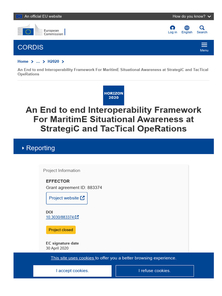 Cordis Europa Eu Project Id 883374 Reporting... | PDF