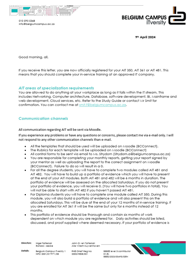 2024 AIT Information Letter | PDF | Information Technology | Computing