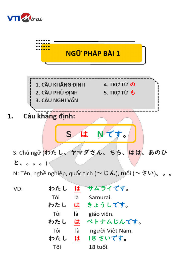 NG Pháp Bài 1: Câu KH NG NH | PDF