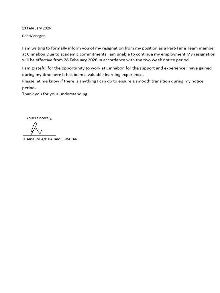 Resignation Letter PDF | PDF