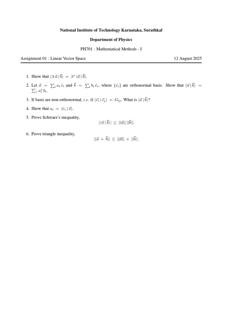 01 Linear Vector Space | PDF