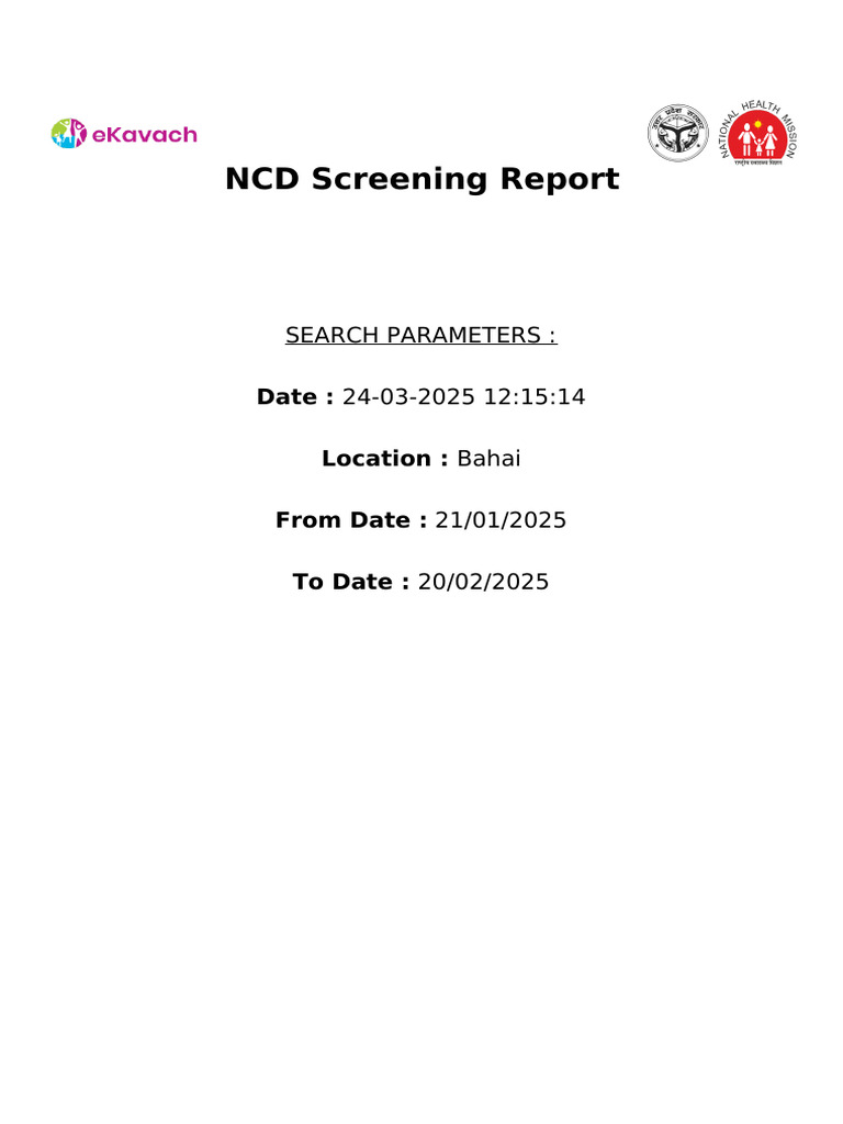NCD Screening Report - 1742755517817 | PDF | Medical Specialties ...