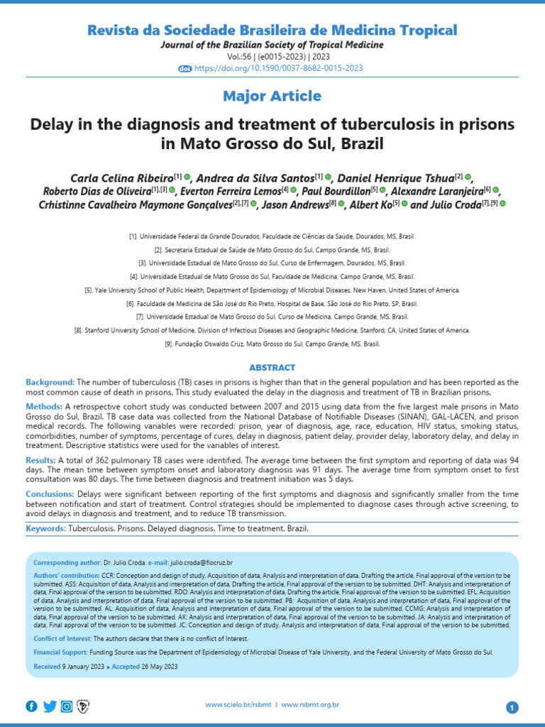 Delay in The Diagnosis and Treatment of Tuberculos | PDF | Tuberculosis ...