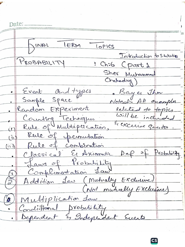 Probability Final Term All Topics With Examples | PDF