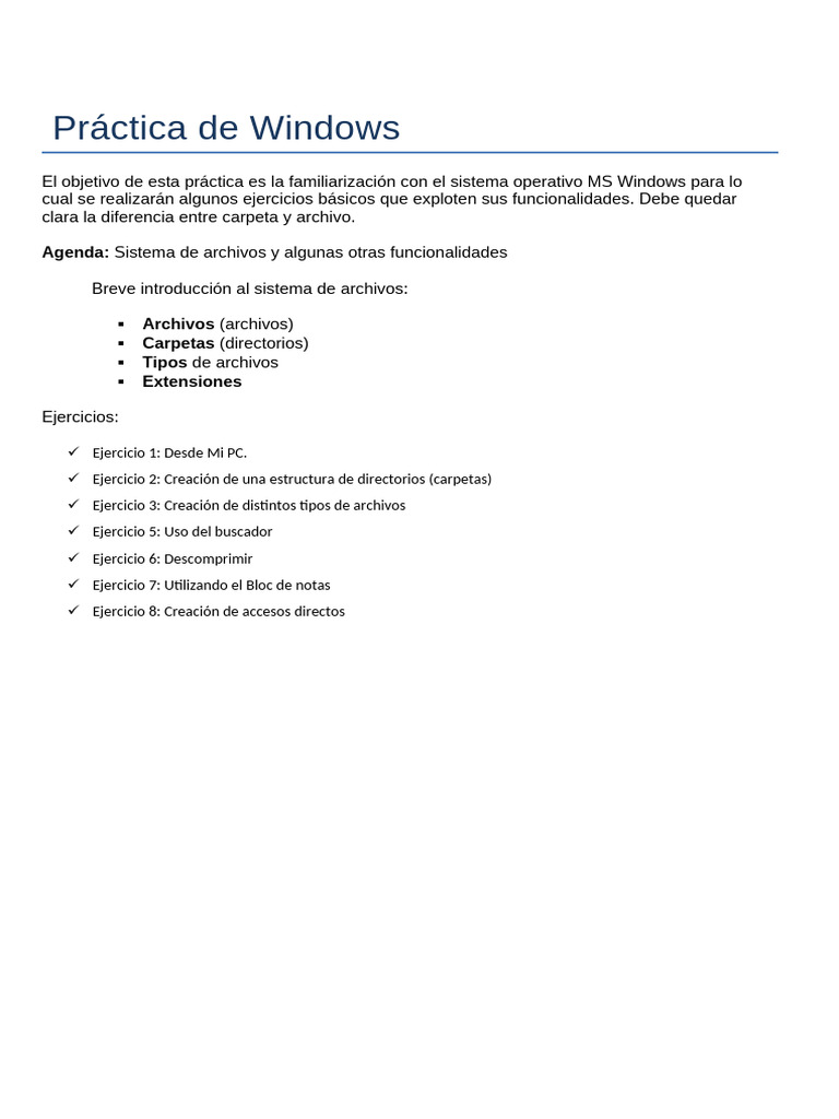 Práctica de Windows | PDF | Archivo de computadora | Microsoft Excel