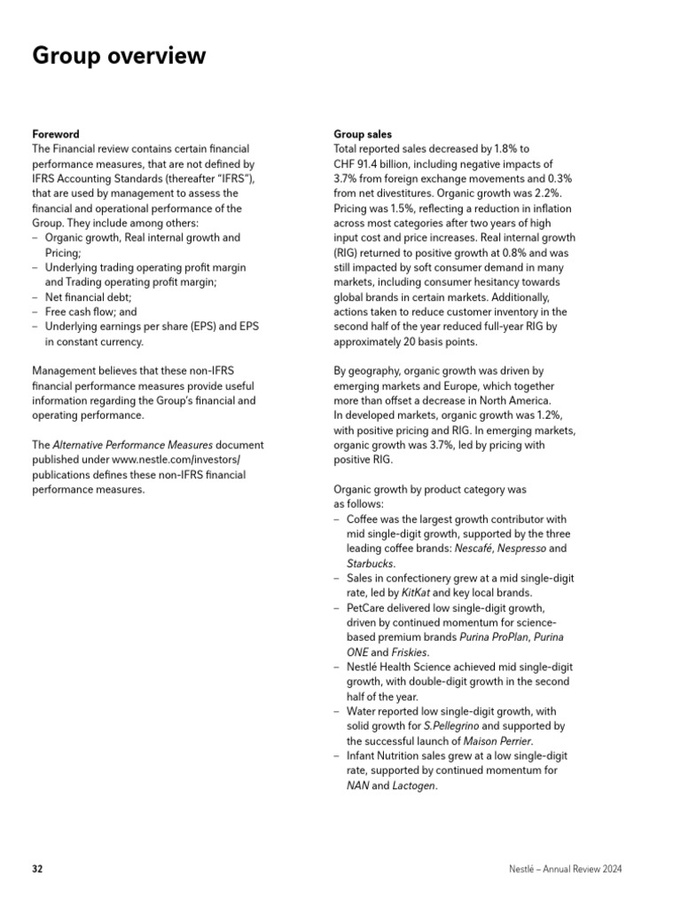 Nestlé - Annual Review 2024z | PDF | Share Repurchase | Dividend