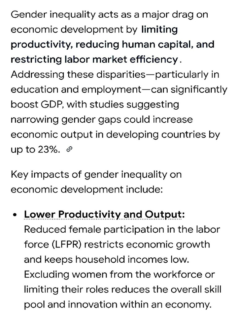 Importance of Gender Inequality On Economic Development | PDF