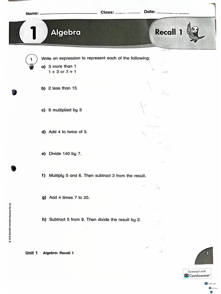 Shaping Math 6A (Activity) CH 1 | PDF