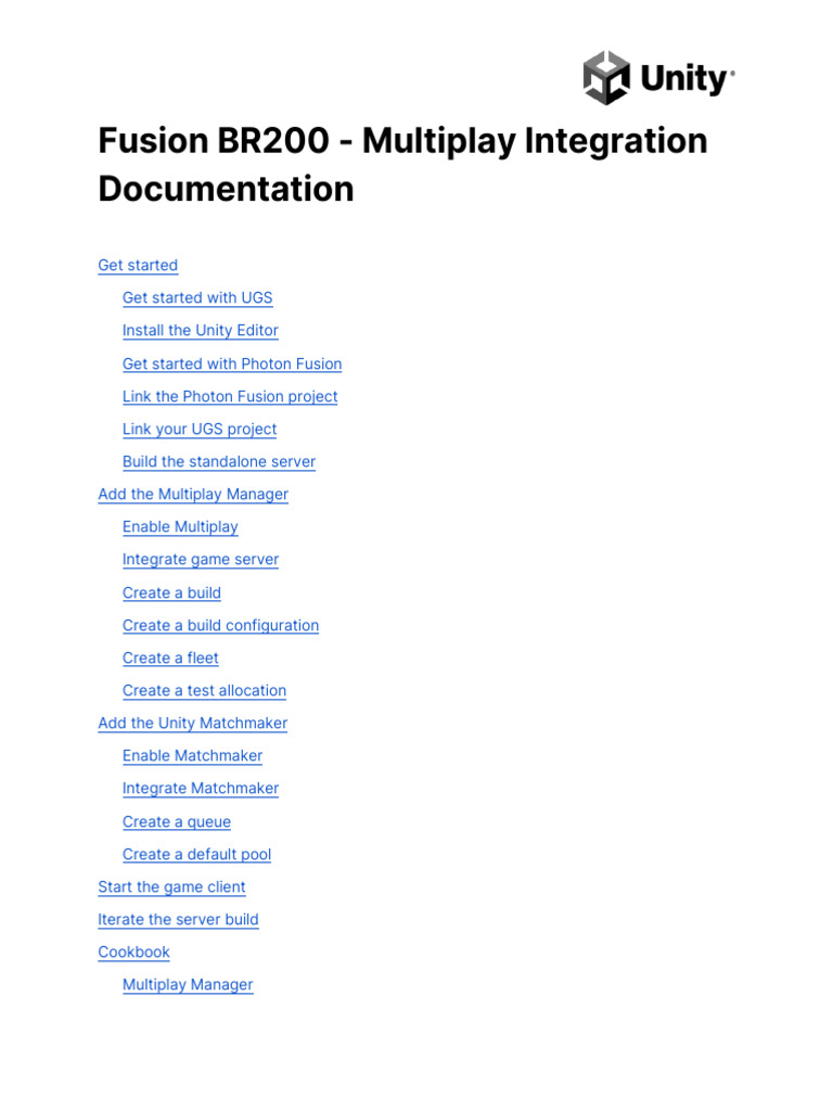 Photon Fusion Br200 Multiplay Integration Documentation by Unity | PDF ...
