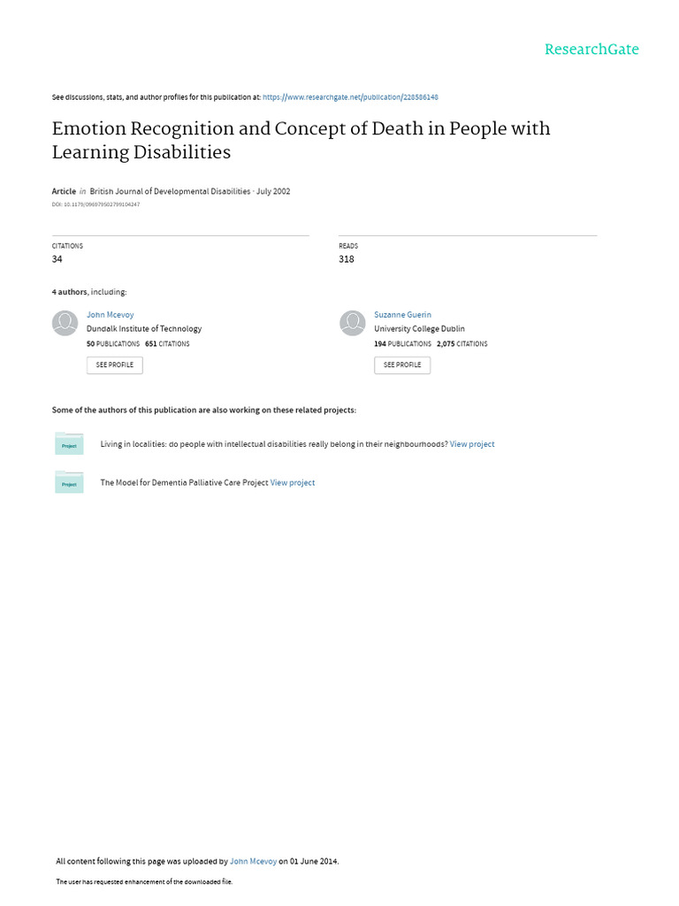 2002 - Emotion Recognition and Concept of Death in People With Learning ...