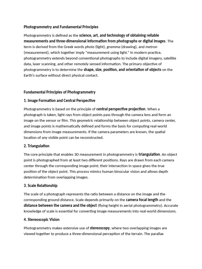 Photogrammetry Notes 1 | PDF | Optics | Camera