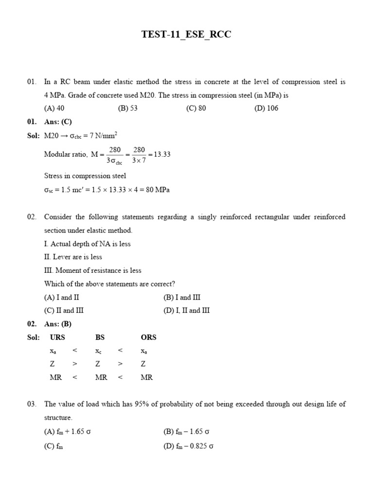 RCC Solutions | PDF | Beam (Structure) | Bending