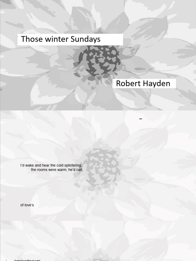 1 Those Winter Sundays | PDF | Poetry
