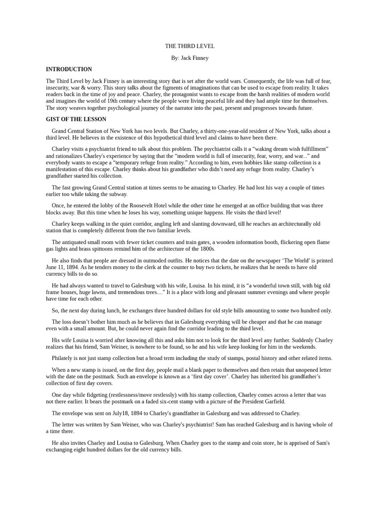 Notes The Third Level English Class 12th PCM | PDF