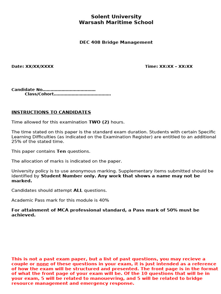 Bridge Management Question Bank and Answer | PDF | Water Transport