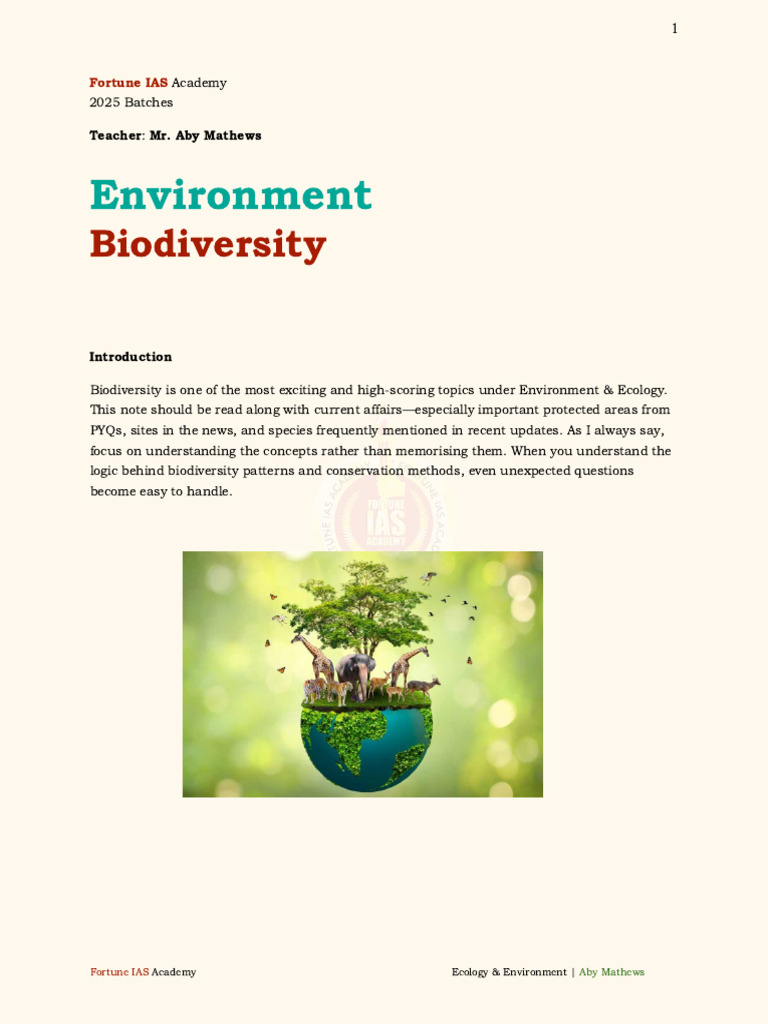 Biodiversity Notes Final | PDF | Invasive Species | Conservation Biology