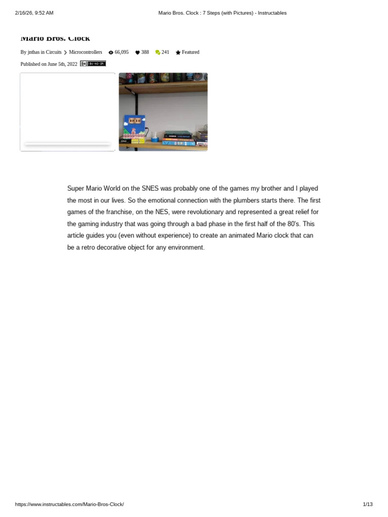 Mario Bros. Clock - 7 Steps (With Pictures) - Instructables | PDF | Wi ...