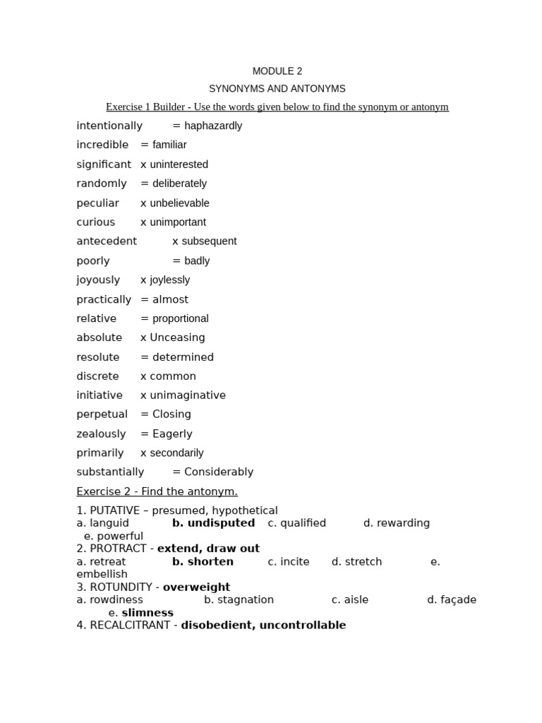 Synonyms and Antonyms | PDF | Lexical Semantics | Linguistics