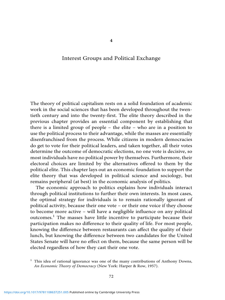 Interest Groups and Political Exchange | PDF | Externality | Economies