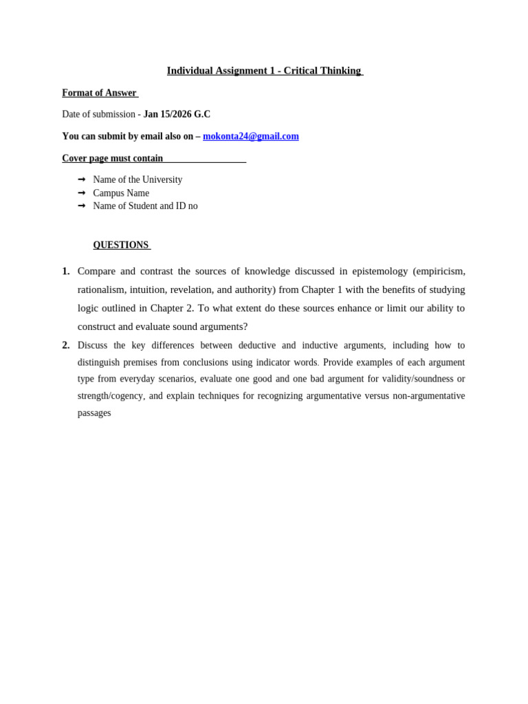 Individual Assignment 1 | PDF