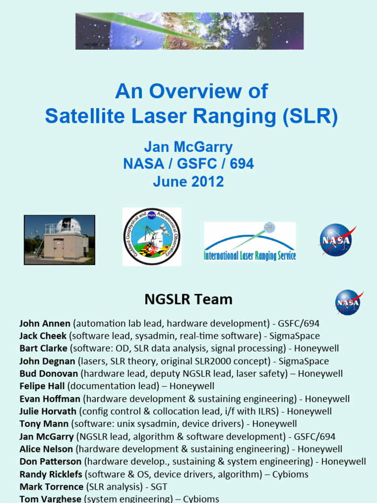 Satellite Laser Ranging (SLR) : High-Precision Geodetic and Orbital ...