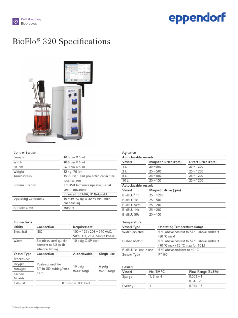 BioFlo 320 Specifications | PDF