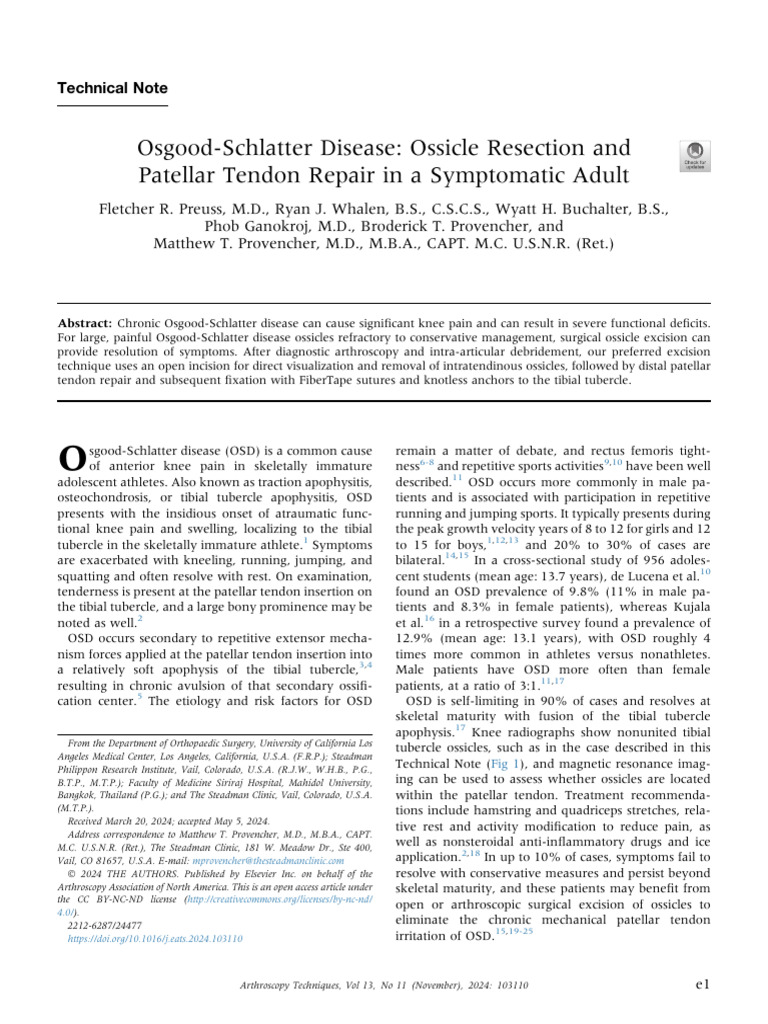 Z1 - 2024 - Osgood-Schlatter Disease | PDF | Knee | Lower Limb Anatomy