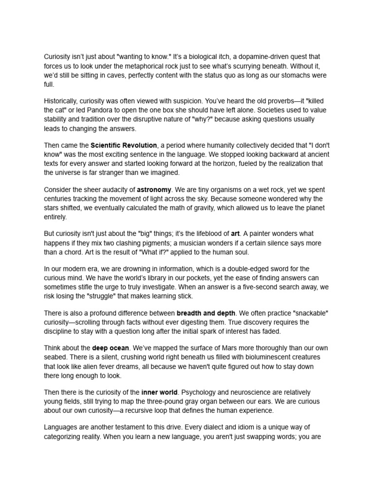 Curiosity Template Text | PDF | Curiosity