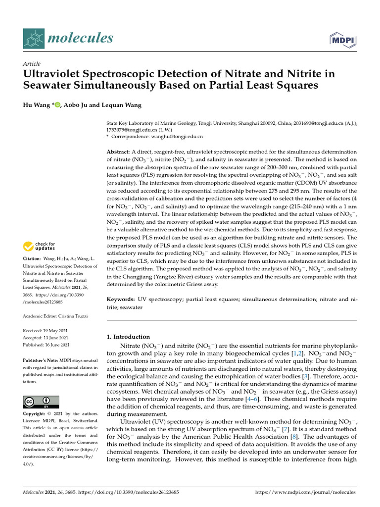 molecules-26-03685-v2 | PDF | Nitrate | Absorption Spectroscopy