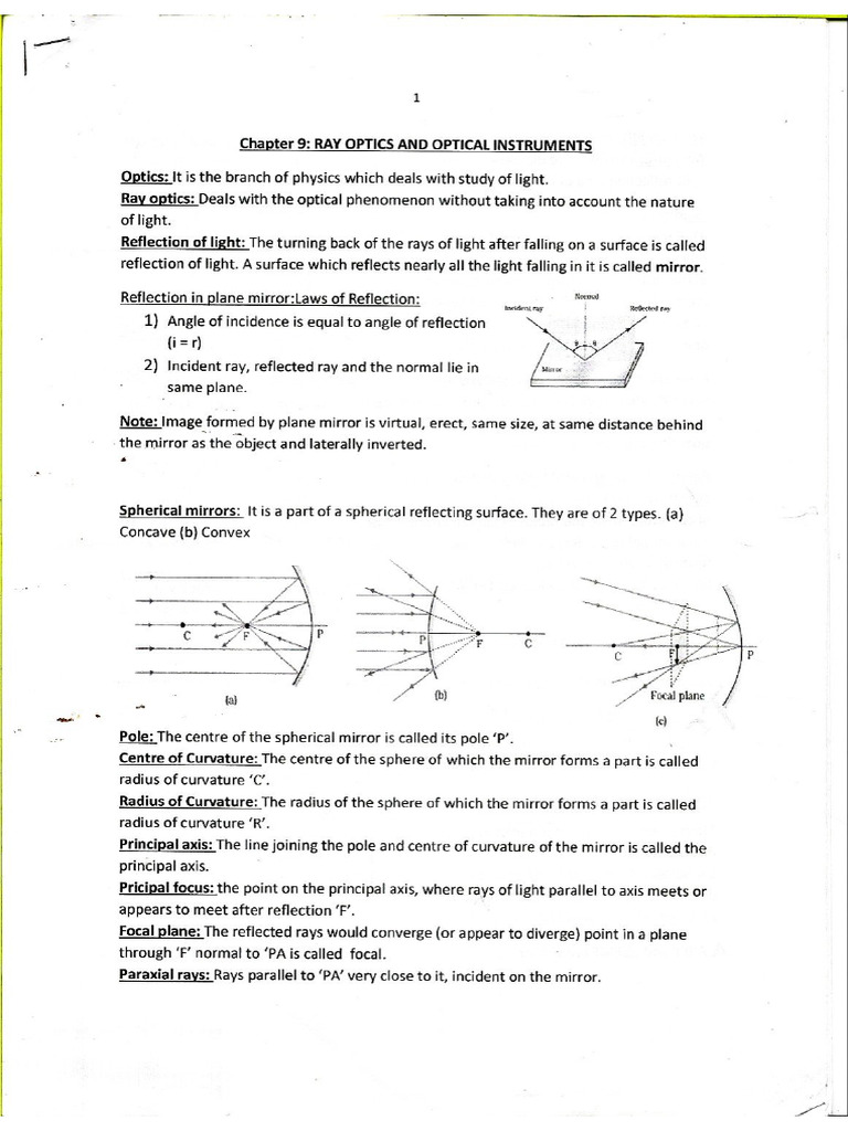Phy Ch9 - Ray Optics & Optical Instruments | PDF