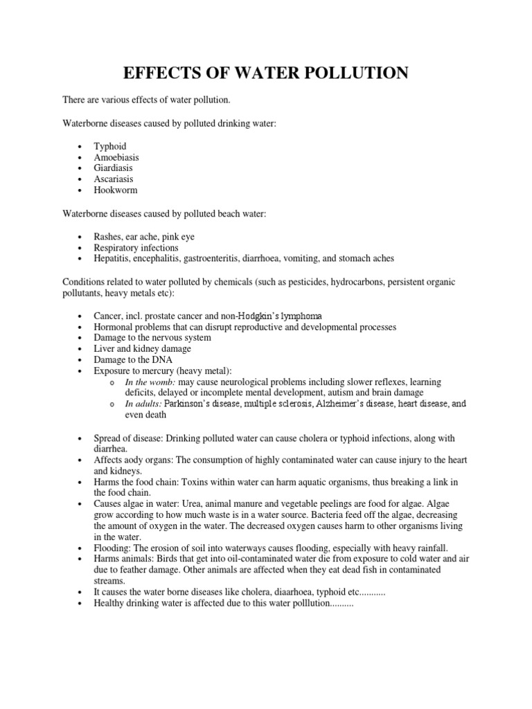 Health Impacts of Water Pollution | PDF | Water Pollution | Photosynthesis