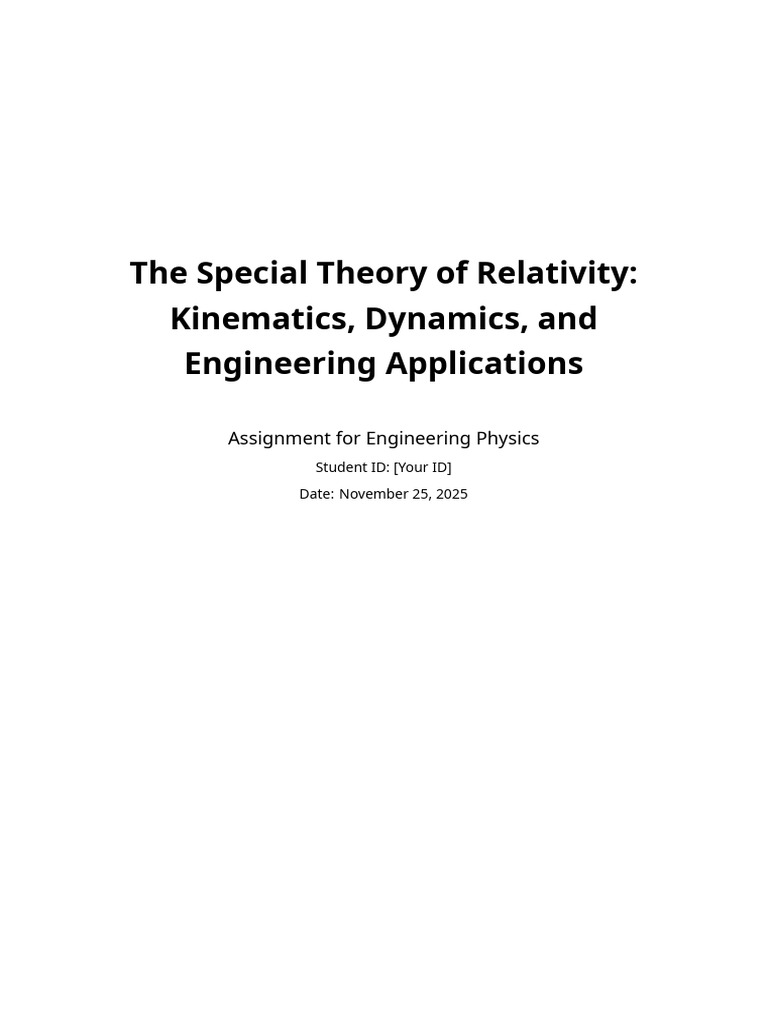 Special Theory of Relativity | PDF | Special Relativity | Luminiferous ...