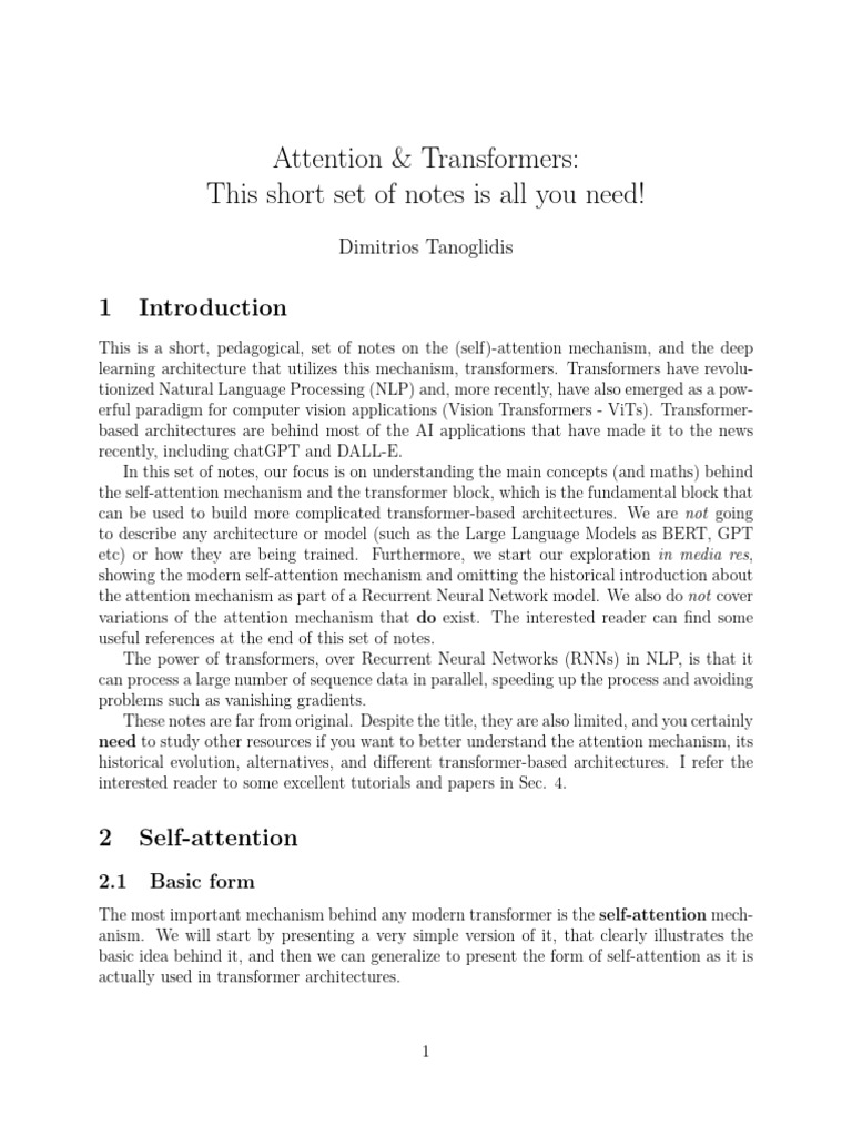 Attention and Transformers Notes 1676604151 | PDF | Learning | Algorithms