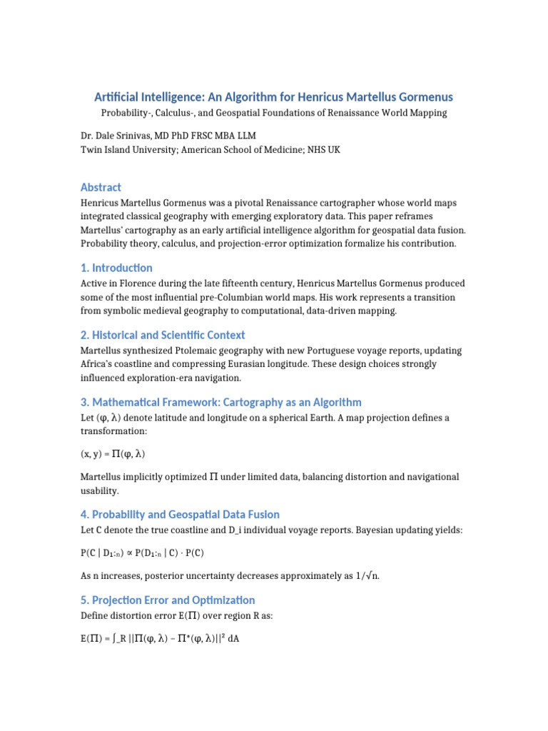 Artificial Intelligence Algorithm for Henricus Martellus Gormenus | PDF ...