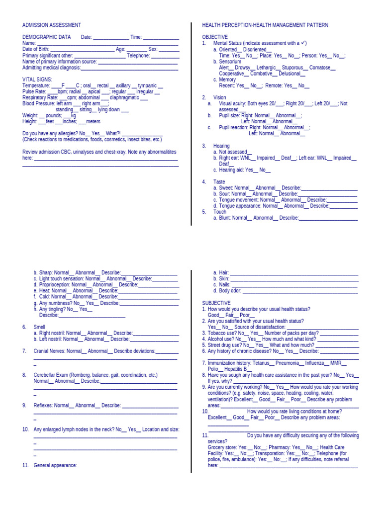 11888456 Gordon s Functional Health Pattern Assessment Tool | PDF ...