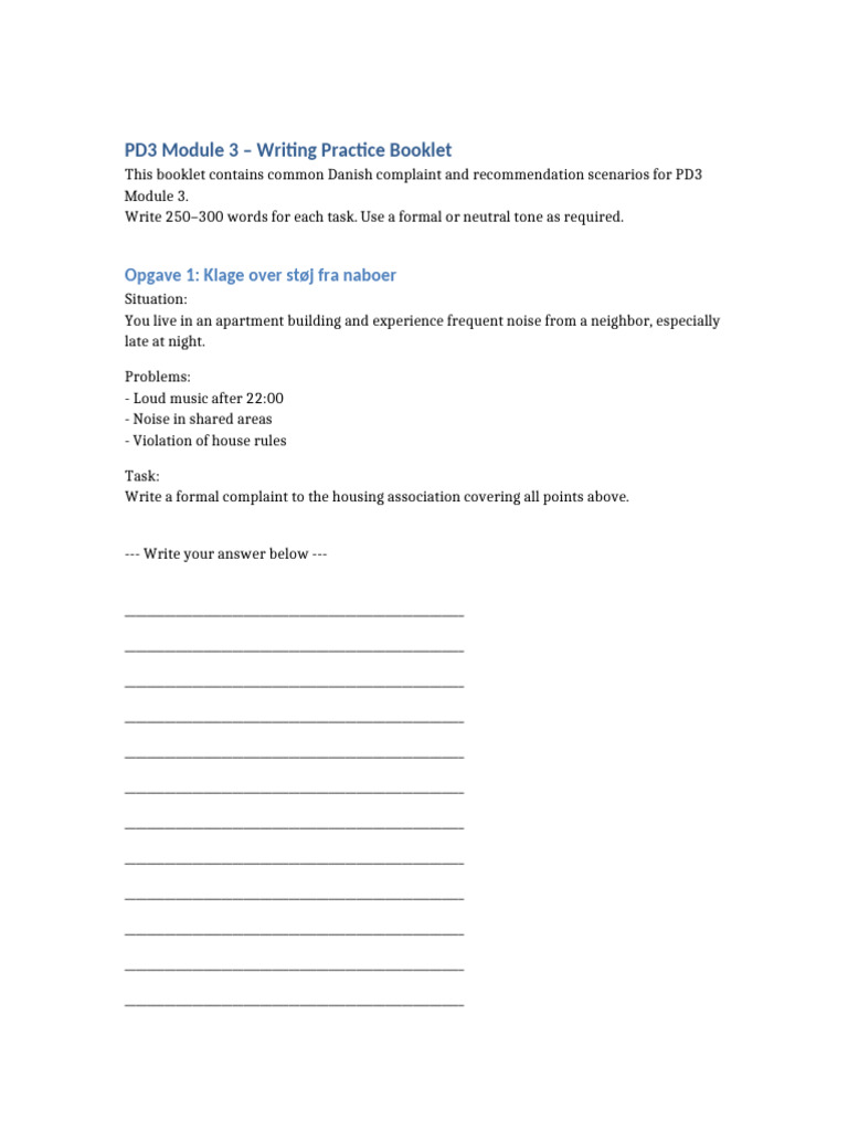 PD3 Module 3 Writing Practice Booklet | PDF