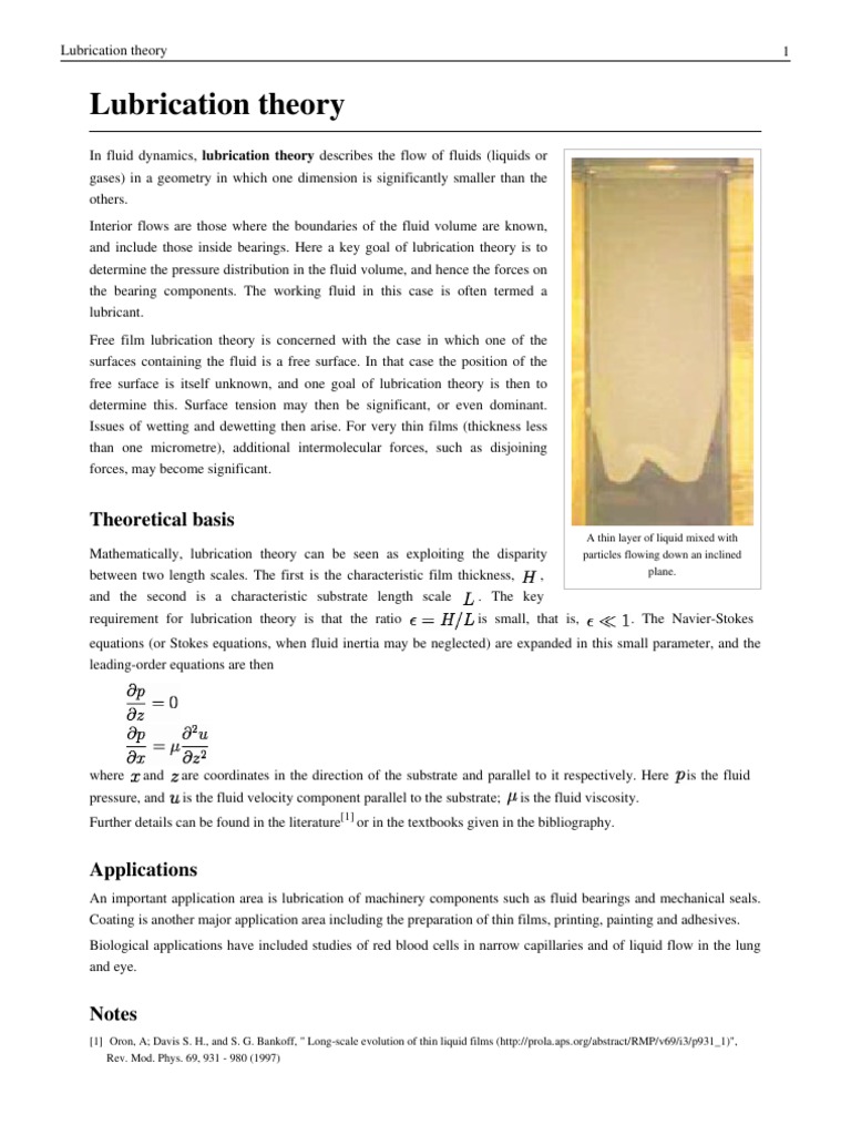 Lubrication Theory Theoretical Basis PDF Transparent Materials